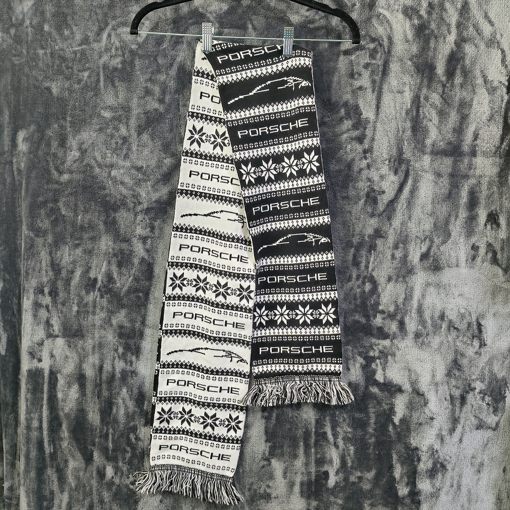 Porsche Black & White Logo Knit Scarf